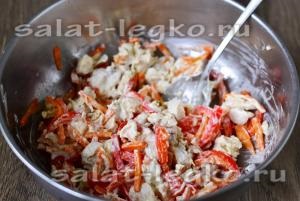 Csirke saláta, paprika és sárgarépa (csirkemell) Saláta csirkemell, paprika és sárgarépa