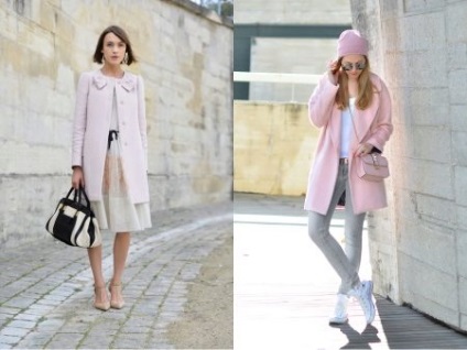 Abból, amit viselni rózsaszín kabátot (64 fotó) halvány rózsaszín, piszkos rózsaszín, csizma, képek, sál, íj, a