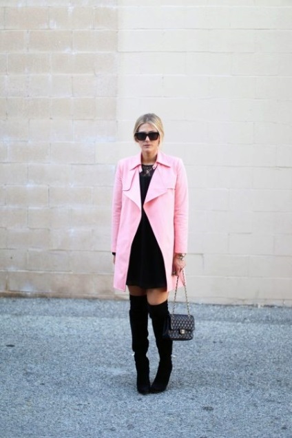 Abból, amit viselni rózsaszín kabátot (64 fotó) halvány rózsaszín, piszkos rózsaszín, csizma, képek, sál, íj, a