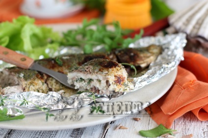 Hering sült fólia a kemencében - egy recept fotó (recept) Hering sült fólia a sütőben - a recept egy fotó