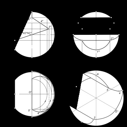 Labda kivágások, ábrázoló geometria (axonometrikus vetületét kivágások) Bowl kivágott, ábrázoló geometria