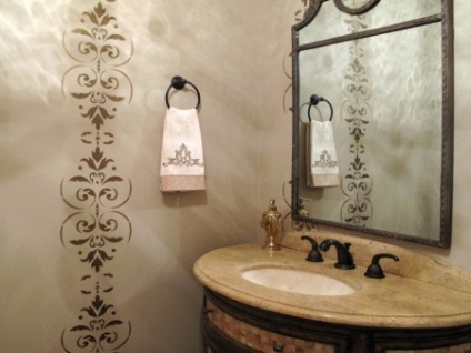 Stencil a fürdőszobában a kezüket, design és dekoráció (41 fotó)