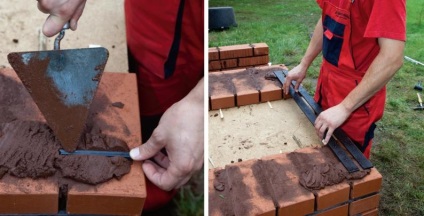 Szabadtéri grill téglából kezüket, hogy a fotó lépésről lépésre