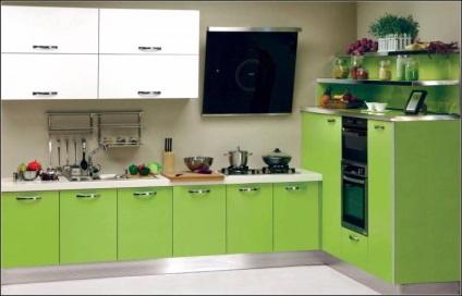 Zöld étel a konyhában belső - 50 fotó ötletek