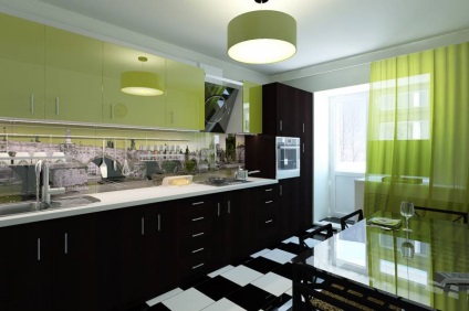 Zöld étel a konyhában belső - 50 fotó ötletek