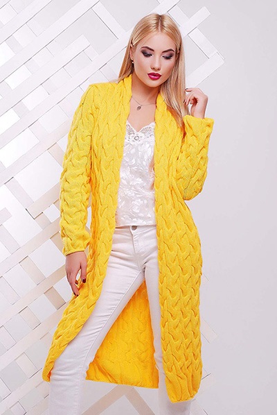 Sárga kardigán - világos, napfényes, vonzó (Cardigan) Sárga kardigán - világos, napfényes, vonzónak
