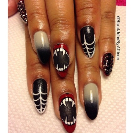 46 fénykép köröm design Halloween trendek 2015 (vámpírok) 46 fénykép köröm design Halloween trendek 2015-ben