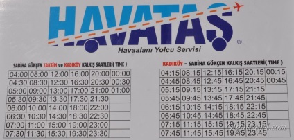 Istanbul Sabiha Gokcen repülőtér irányban eléri Sultanahmet, Taksim, az állomáson, a Adalary