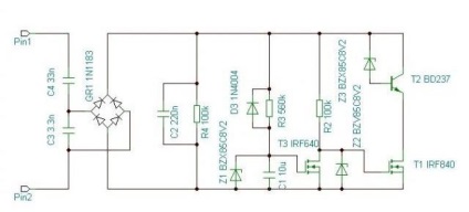2h36 elektronikus előtétáramkör (diagram) Előtét elektronikus áramkör 2h36