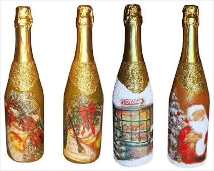 Decoupage pezsgő az új évben - a mester osztály lépésről lépésre