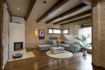 Tervezés nappali egy fából készült ház (16 fotó)