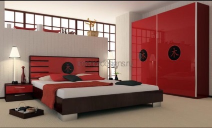Hálószoba design vörös -, hogyan kell használni a vörös paletta