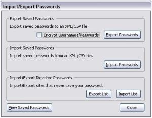Export jelszavakat Firefox Password Manager