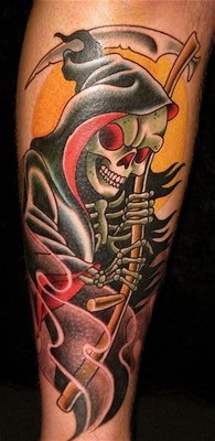 Képek és jelentősége a tetoválás halál kaszával