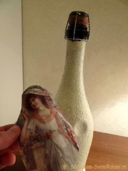Francia romantika „- decoupage üveg pezsgőt, a mester osztályt saját kezűleg