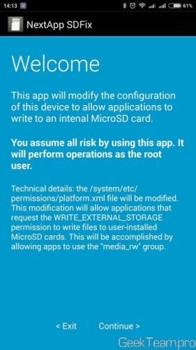 Hogyan engedélyt ad, hogy írjon a flash kártyák alkalmazások android 4