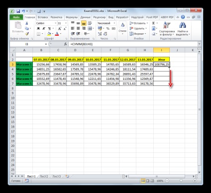 Hogyan számoljuk ki az összeget a vonal Excel