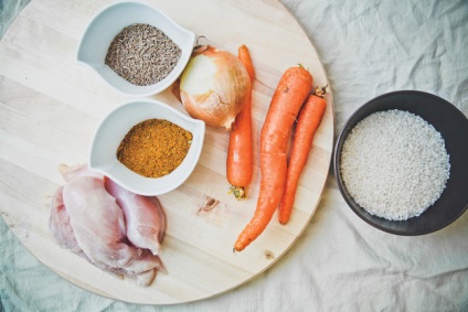 Főzni rizottó csirke otthon - főzés recept lépésről lépésre fotók