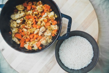 Főzni rizottó csirke otthon - főzés recept lépésről lépésre fotók