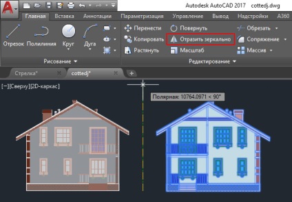 AutoCAD parancsok műszak, nyúlik, átkelés a tükör és a