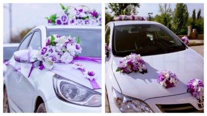Gyönyörű esküvői dekoráció az autó egy kicsit próza!