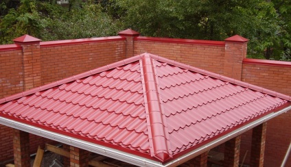 pavilon tetőszerkezete, a készülék típusok a tető