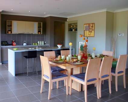 Konyhai szabályairól szóló feng shui milyen színt választani, fotó belsőépítészeti helyszíne, a bútorok (konyha szabályai szerint a feng shui) Konyhai szabályairól szóló feng shui milyen színt választani, fotó belsőépítészet, bútorok elrendezése