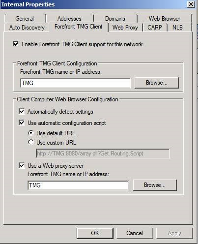 A Microsoft Forefront TMG - telepítését és konfigurálását az ügyfél előtérbe TMG