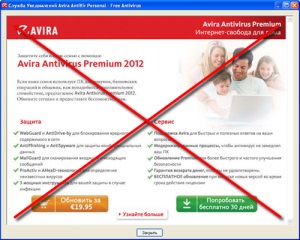 Beállítás ingyenes víruskereső Avira eltávolítás reklám (értesítési szolgáltatás)