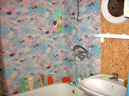 Tapéta a fürdőszobában fotók és áttekintést mosó- és vízálló burkolóanyagok