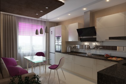 Világítás a konyhában, az ötlet a funkcionális design és helyét lámpatestek, és szép példája