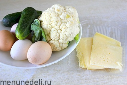 Recept saláta karfiol, a tojás és uborka