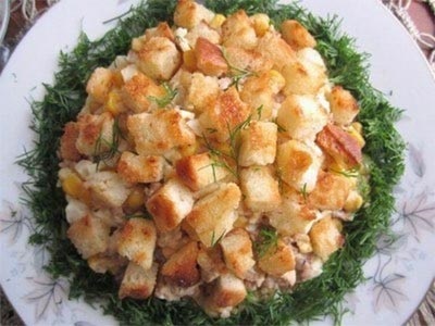 Saláták krutonnal ízletes és szokatlan recepteket