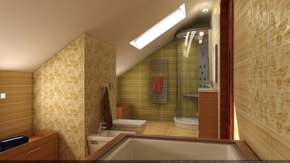 Mesés fürdőszoba a tetőtérben - fénykép ötletek