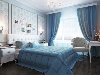 Hálószoba kék árnyalatai - az eredeti belsőépítészeti ötletek, a lehetséges kombinációk szereplő színek fotókkal