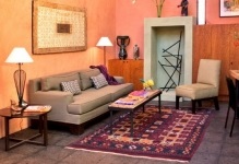 Hálószoba design egy barackszínű fotót tónus és a szín a belső
