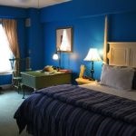Hálószoba kék árnyalatai a belsőépítészet, a lehetséges kombinációk színek fotó
