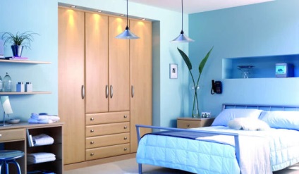 Hálószoba kék árnyalatai tervezési ötletek alkalmas árnyalatok, különösen a kiválasztási dekor elemek