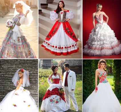 Esküvői ruhák szláv stílus modellek és stílusok drevnevengerskih mellett fotók