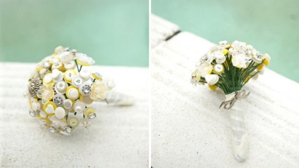 Esküvői menyasszonyi csokor virág gombokkal, hogyan lehet a gombokat a kezükben, kreatív esküvői