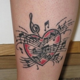 Tattoo jegyzetek (megjegyzések Violin Girl) zene tetoválás