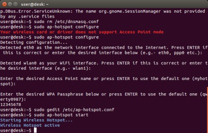 ubuntu wifi hozzáférési pont