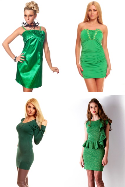 Zöld ruha - a szín a lányok, akik sokat tud a divat, fényes fashionista