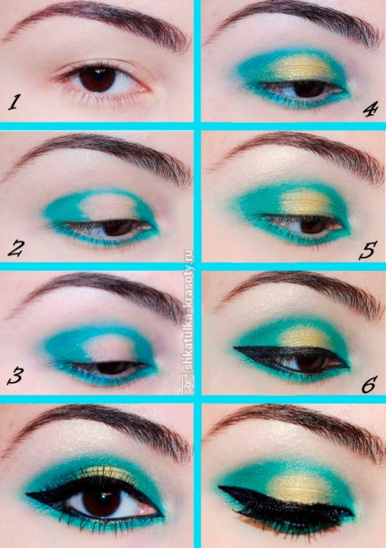Turquoise smink - fénykép utasításokat Beauty Box