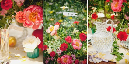 Virág dekoráció esküvői asztalra