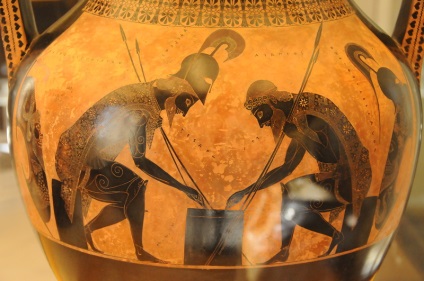Görög váza festmény Vörös-fekete alak antik