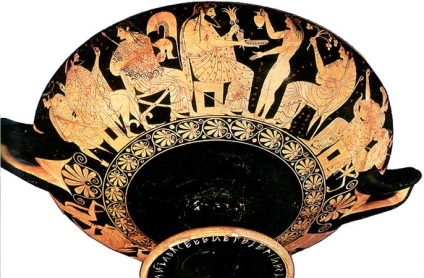 Görög váza festmény Vörös-fekete alak antik