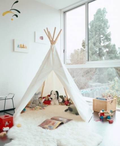 Hogyan építsünk egy kunyhót a gyerekszobában - tanácsadás tervező