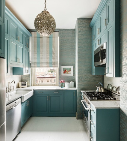 A konyha kék árnyalatai - 80 példákat képek a belső