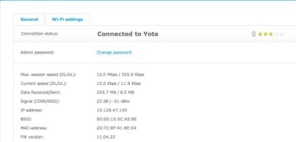Beállítása router Yota